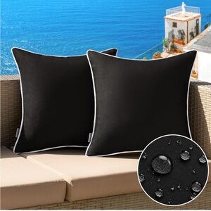 MIULEE Pack Of 2 Outdoor Waterproof Pillow Covers - Throw Pillow 24x24 /754-lb2